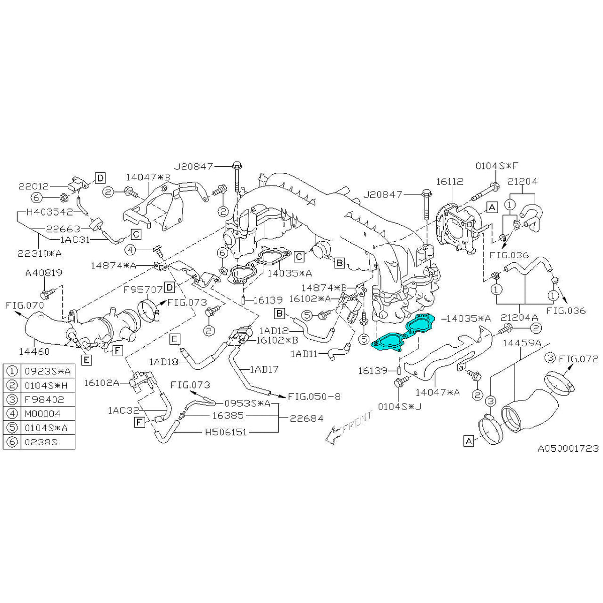 Subaru Lower Intake Manfold TGV to Engine Gasket image 2