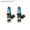 ID2600-XDS Injectors Set of 2, 60mm Length, 11mm Blue Adaptor Top, Denso Lower Cushion - Mazda RX-8 (Secondary Injector)