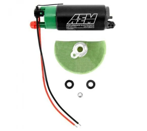 340lph E85-Compatible High Flow In-Tank Fuel Pump - 65mm Short w/Hooks, Offset Inlet, Inline — 50-1215