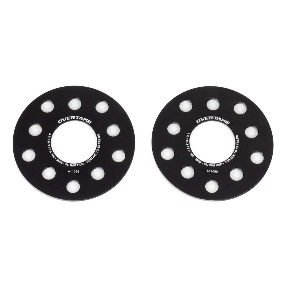 Overtake Slip On Wheel Spacers Pair 5mm 5x114.3 / 5x100 image 1