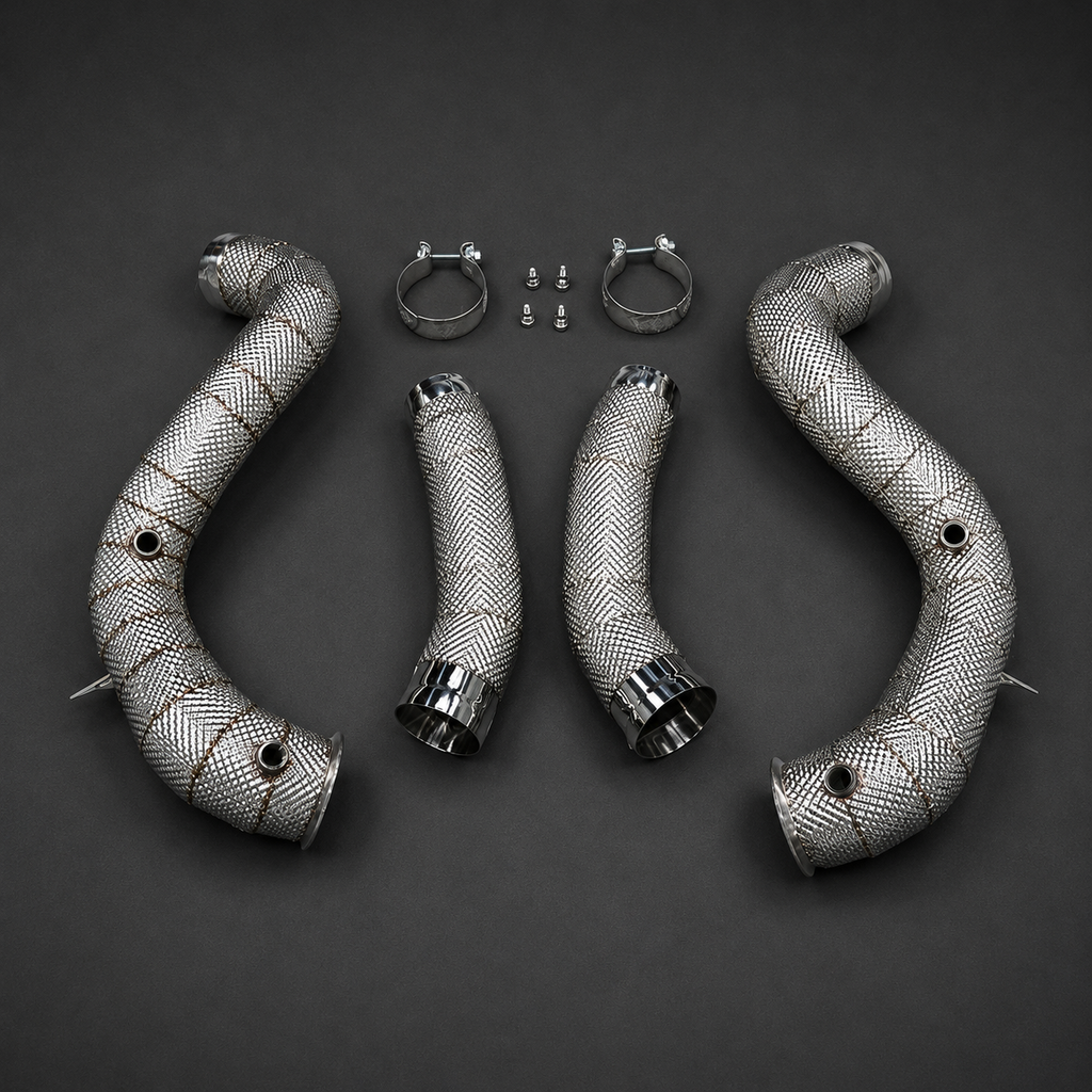 VCTR Performance Mercedes-AMG C63 W205 Catless Heat Wrapped Downpipe Kit