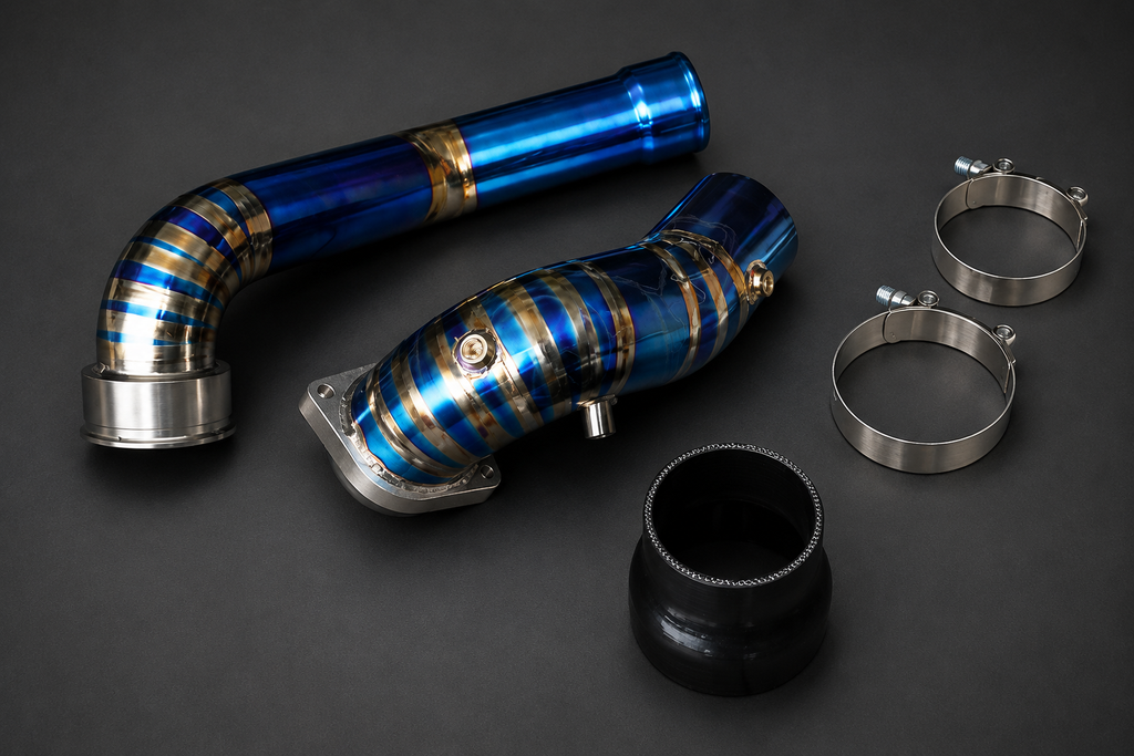 VCTR Performance BMW B58 G20/A90 Supra Titanium Charge Pipe — Blue