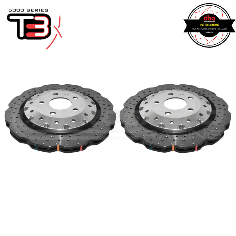 DBA Wave XD 5000 Silver 2-Piece Drilled Rotors PAIR - Audi RS4 B8 / RS5 8T / R8, Front Pair - DBA52834WSLVXD