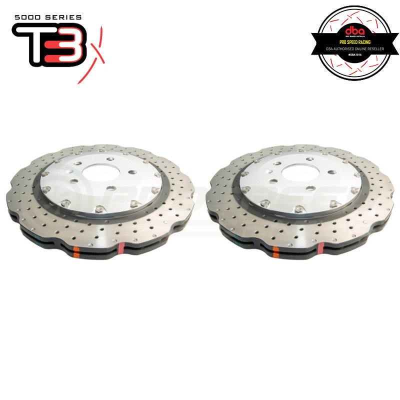 DBA Wave XD 5000 Silver 2-Piece Drilled Rotors PAIR - Audi RS4 B8 / RS5 8T, Rear Pair, 41 mm Height - DBA52835WSLVXD