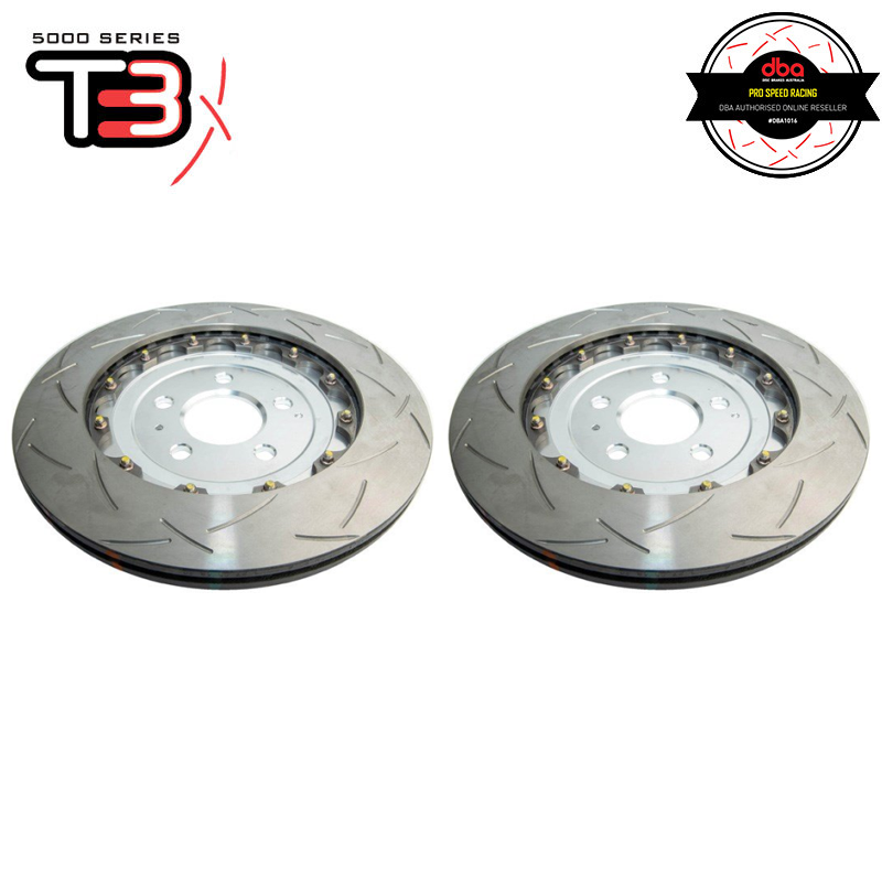 DBA T3 5000 Silver 2-Piece Slotted Rotors PAIR - Audi RS4 B8 / RS5 8T, Rear Pair, 36 mm Height - DBA52841SLVS