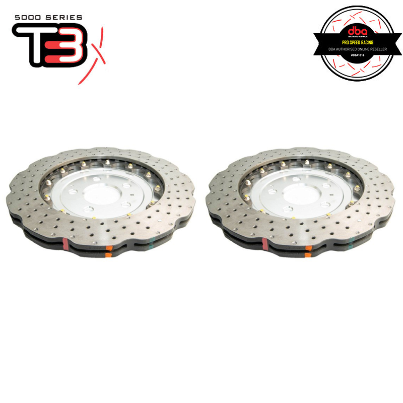 DBA Wave XD 5000 Silver 2-Piece Drilled Rotors PAIR - Audi RS4 B8 / RS5 8T, Rear Pair, 36 mm Height - DBA52841WSLVXD