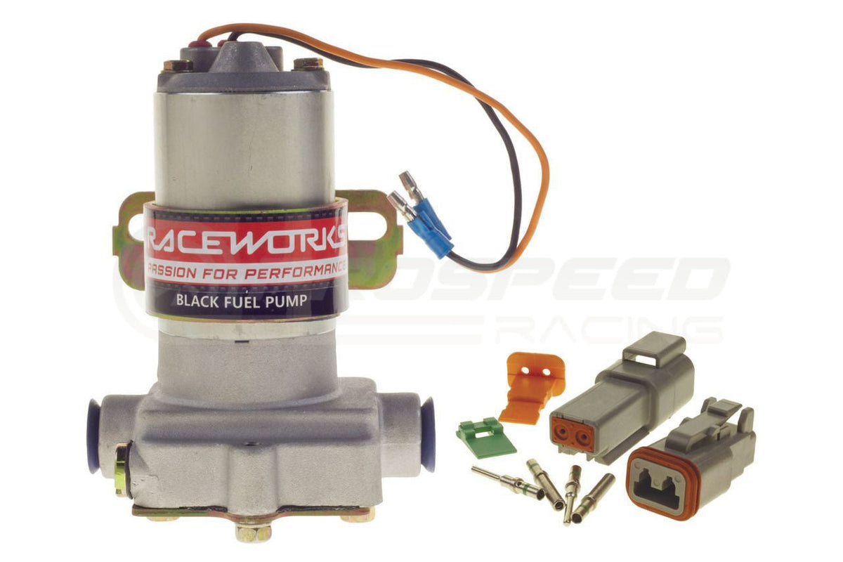 Raceworks Black Pump 530LPH Low Pressure Holley Style External Fuel Pump E85 Safe