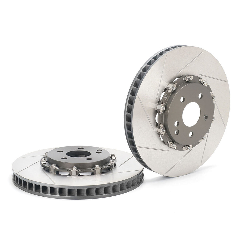 Paragon 2-Piece Rear Brake Rotors Pair 350x22mm w/Caliper Carrier - VW Golf R Mk7/Mk7.5, Rear 350 x 22 mm - P2R.044.350.220.22200.04.