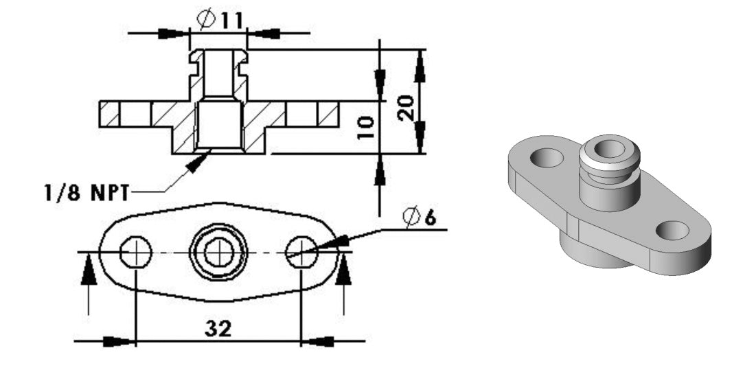 Raceworks OEM Fuel Rail FPR Adaptor AN-6 - Subaru WRX 94-00/WRX 08-14/Nissan Skyline & Silvia/Mazda RX-7 image 2