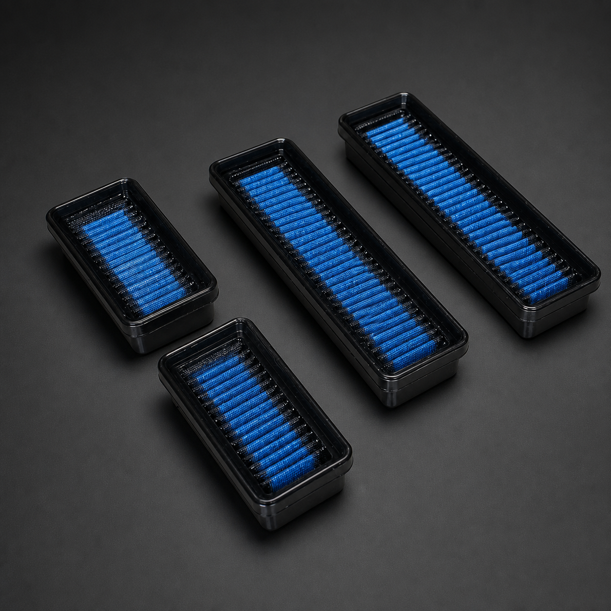 VCTR Performance BMW X3 M/X4 M F97/F98 Replacement Intake Filters — Blue – front three-quarter view