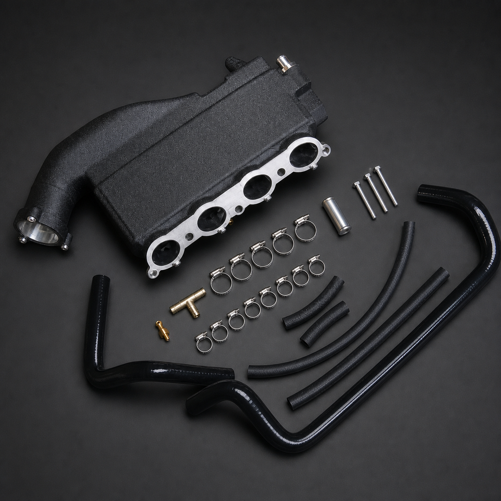 VCTR Performance BMW G30/G38 B48 Billet Intake Manifold Charge Cooler – front three-quarter view