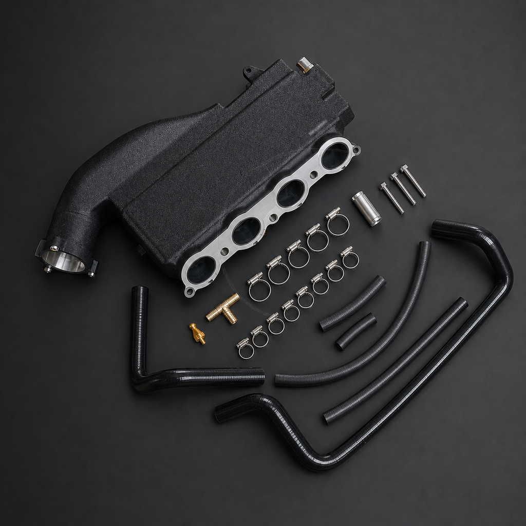 VCTR Performance BMW G30/G38 B48 Billet Intake Manifold Charge Cooler – elevated top view