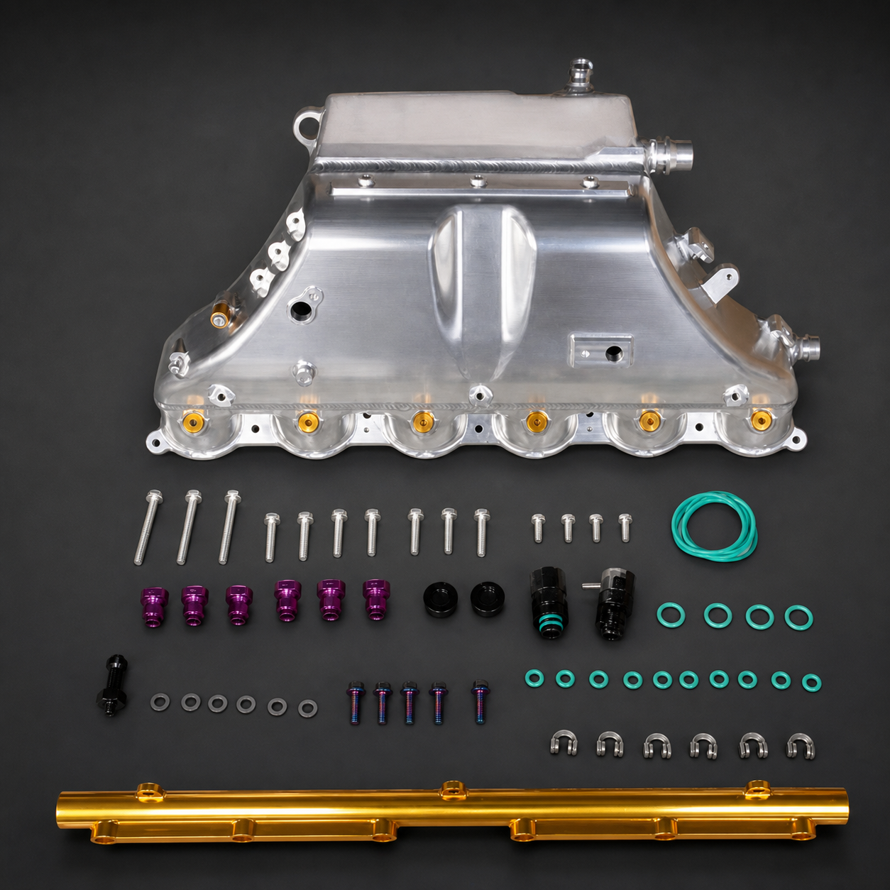 VCTR Performance BMW X3 M/X4 M F97/F98 S58 Billet Intake Manifold Charge Cooler – elevated top view