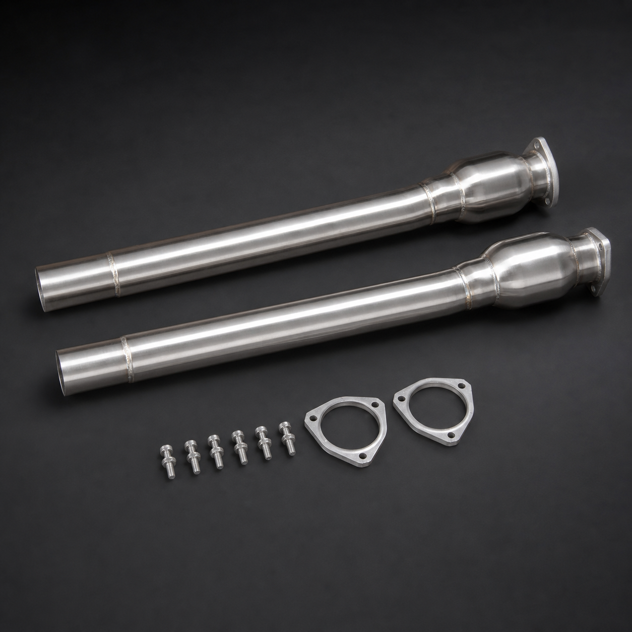 VCTR Performance Audi RS3 8V/TTRS 8S 2.5 TFSI Catted Mid Pipes – side three-quarter view