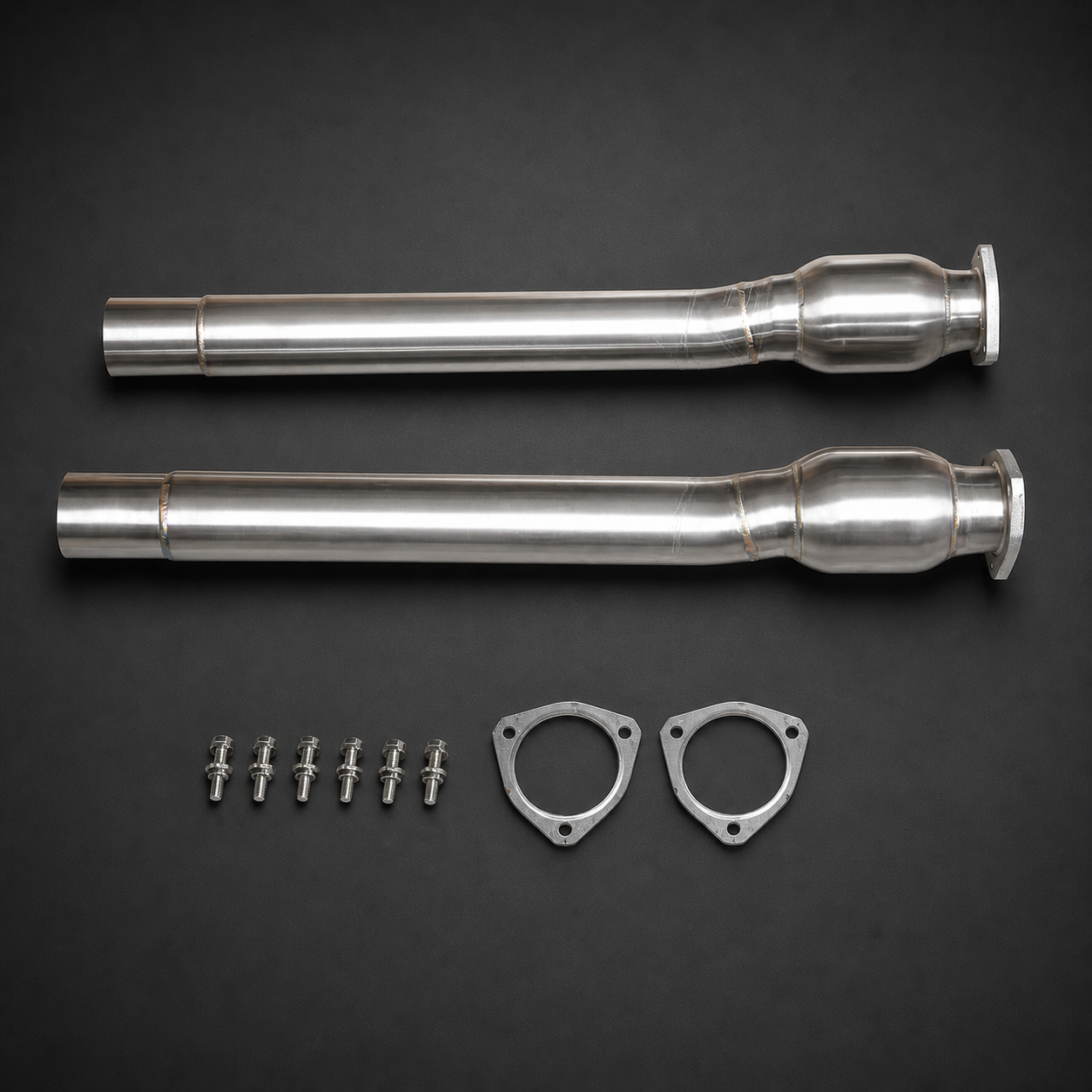 VCTR Performance Audi RS3 8V/TTRS 8S 2.5 TFSI Catted Mid Pipes – elevated top view