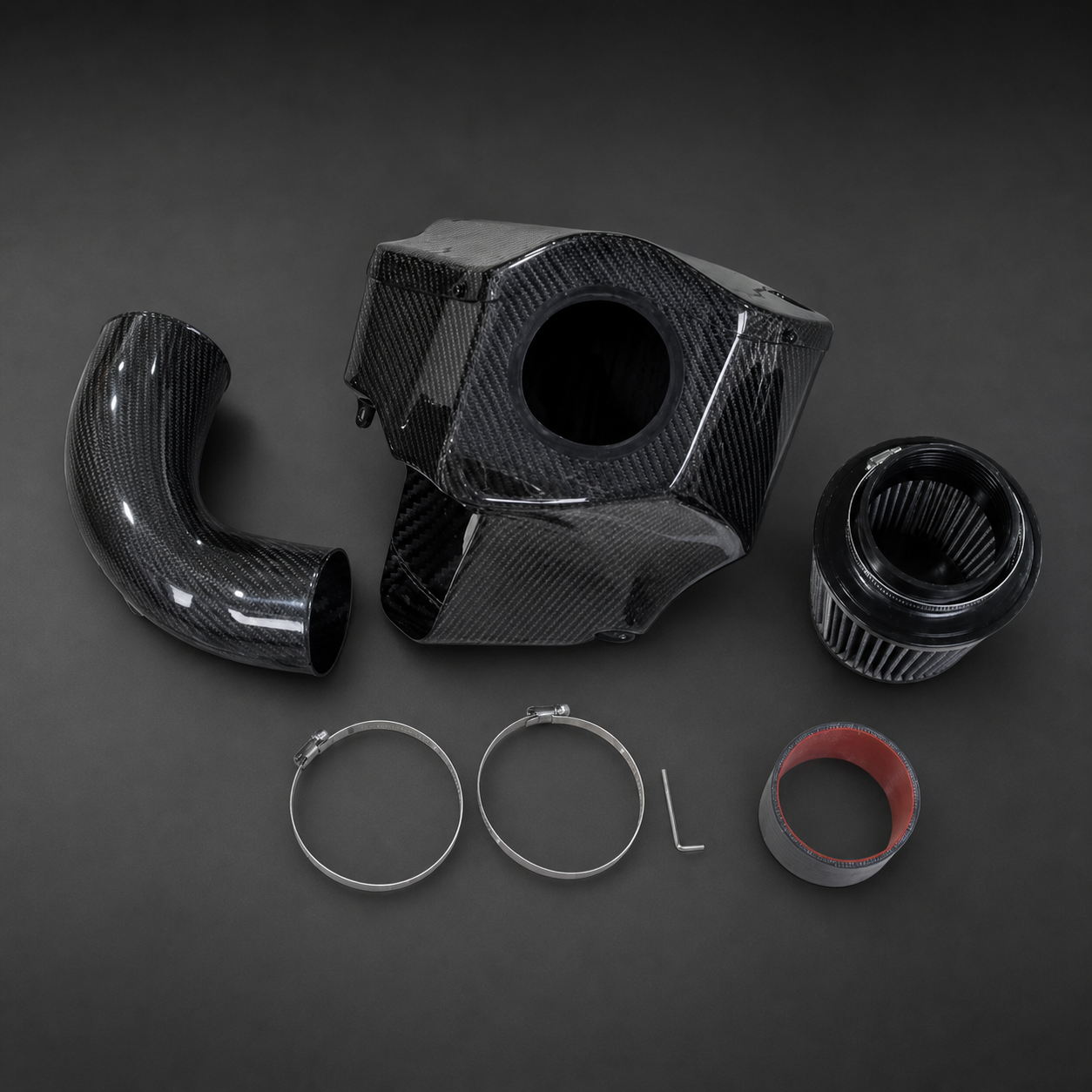 VCTR Performance BMW 340i/440i F30/F32 B58 Carbon Fibre Intake System – elevated top view