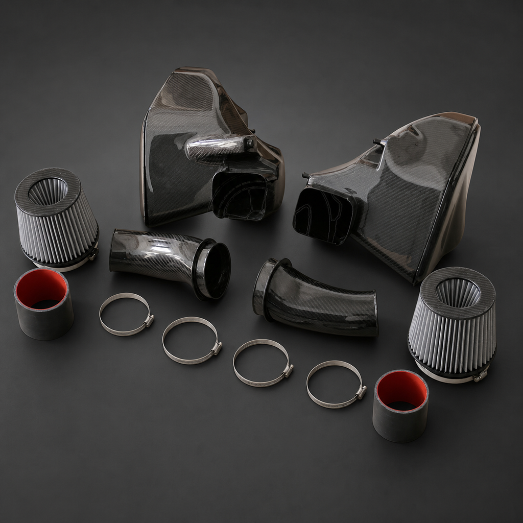 VCTR Performance BMW M5 F90 S63 Carbon Fibre Intake System – front three-quarter view