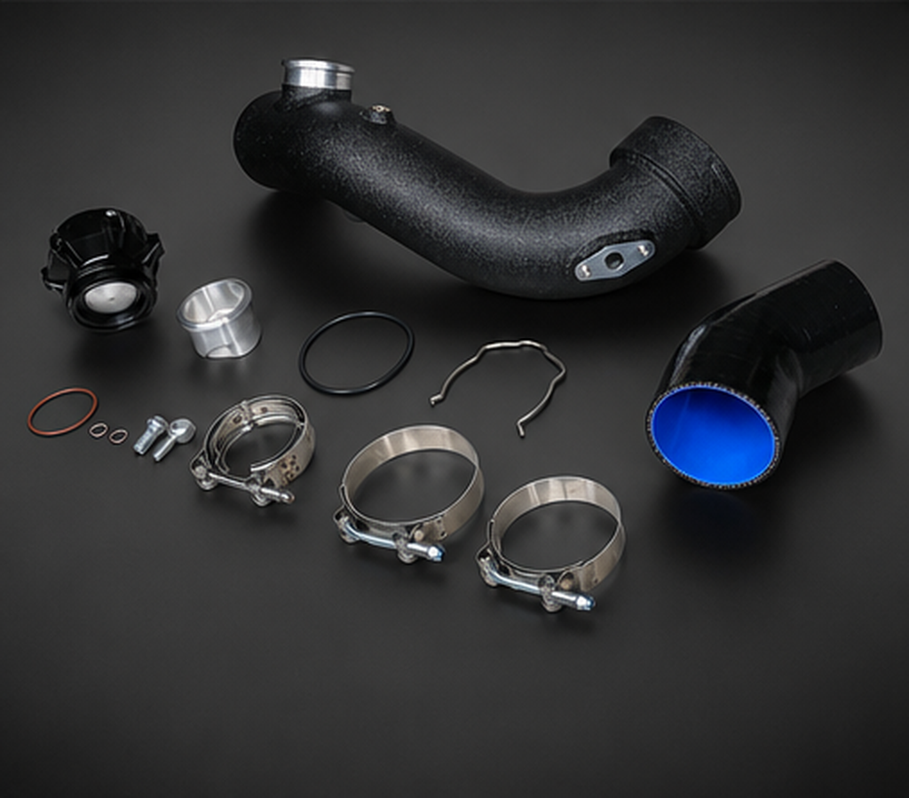 VCTR Performance BMW 135i/335i E8X/E9X N54 Charge Pipe & BOV Kit – side three-quarter view