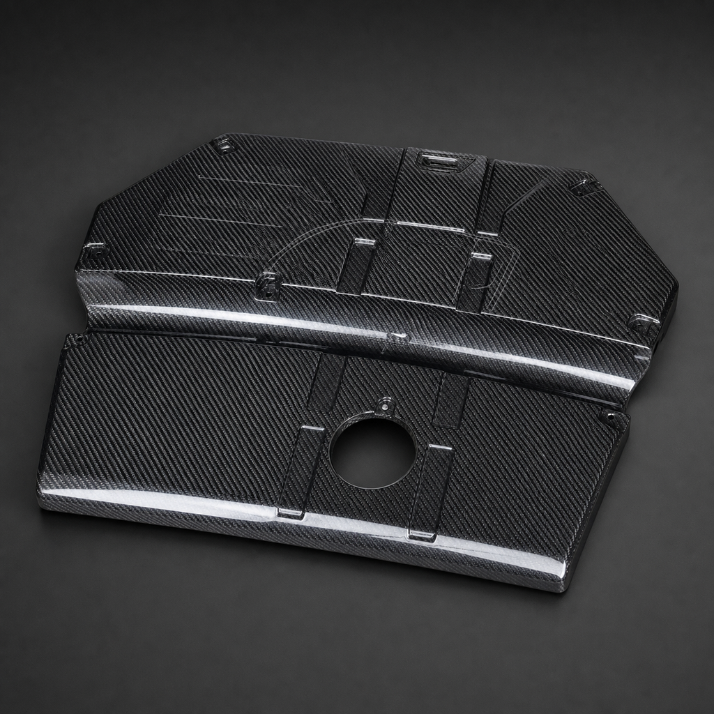 VCTR Performance BMW X3 M/X4 M F97/F98 LCI Dry Carbon Fibre Engine Cover – side three-quarter view