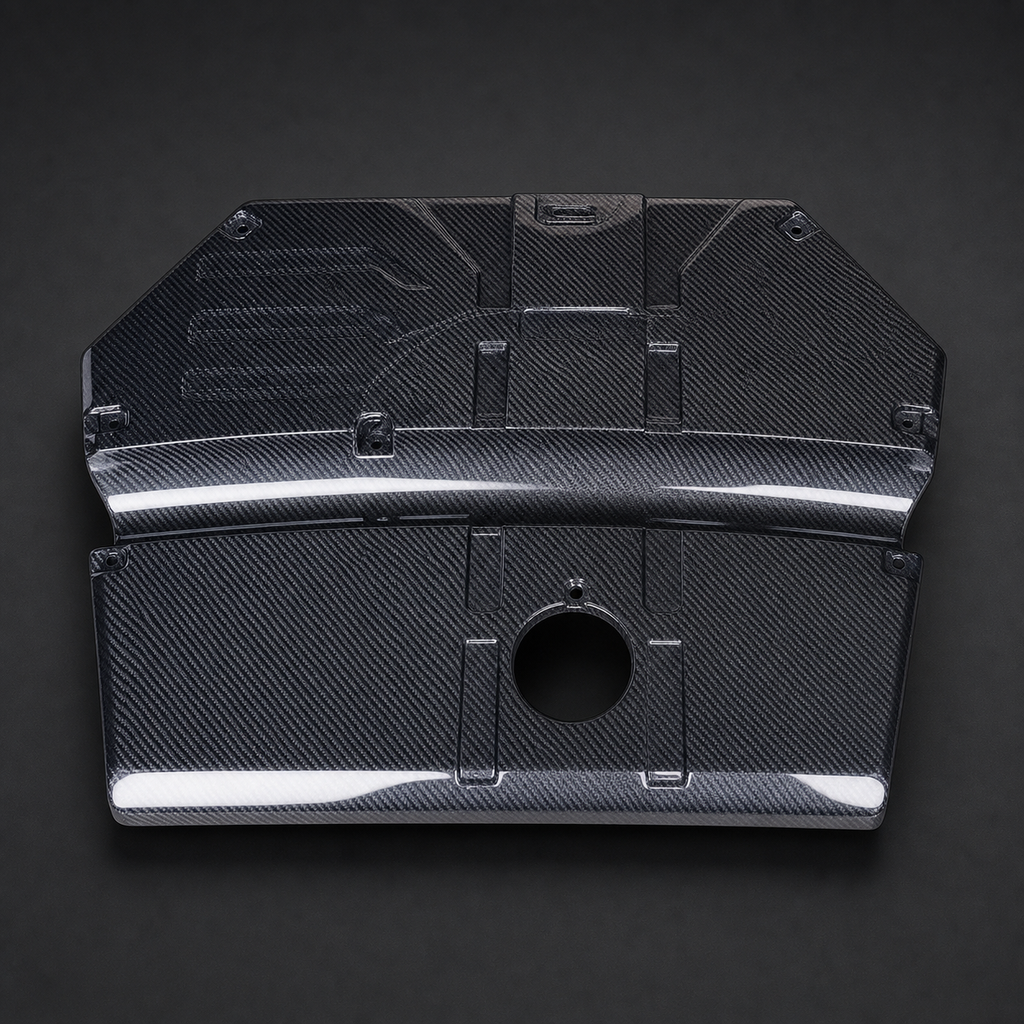 VCTR Performance BMW X3 M/X4 M F97/F98 LCI Dry Carbon Fibre Engine Cover – elevated top view