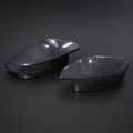 VCTR Performance BMW M3/M4 G80/G82/G83 RHD Dry Carbon Fibre Mirror Caps – front three-quarter view