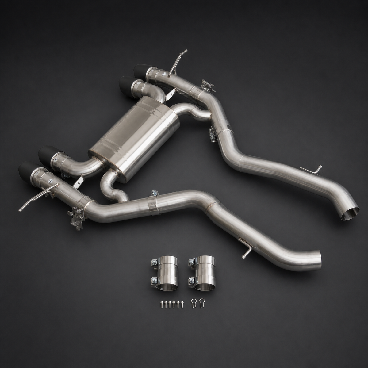 VCTR Performance BMW M2 G87 S58 Catback Exhaust – front three-quarter view