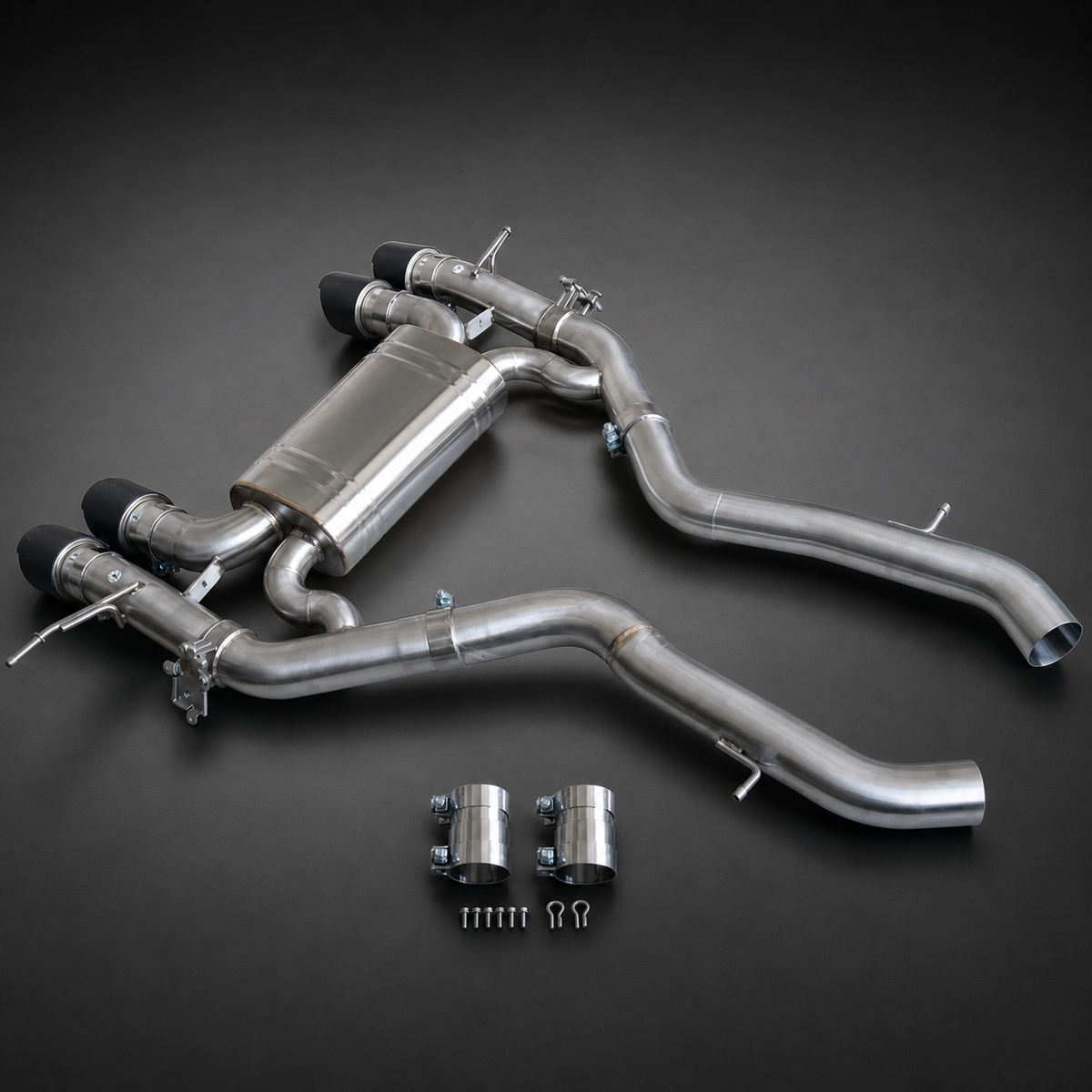 VCTR Performance BMW M2 G87 S58 Catback Exhaust – side three-quarter view