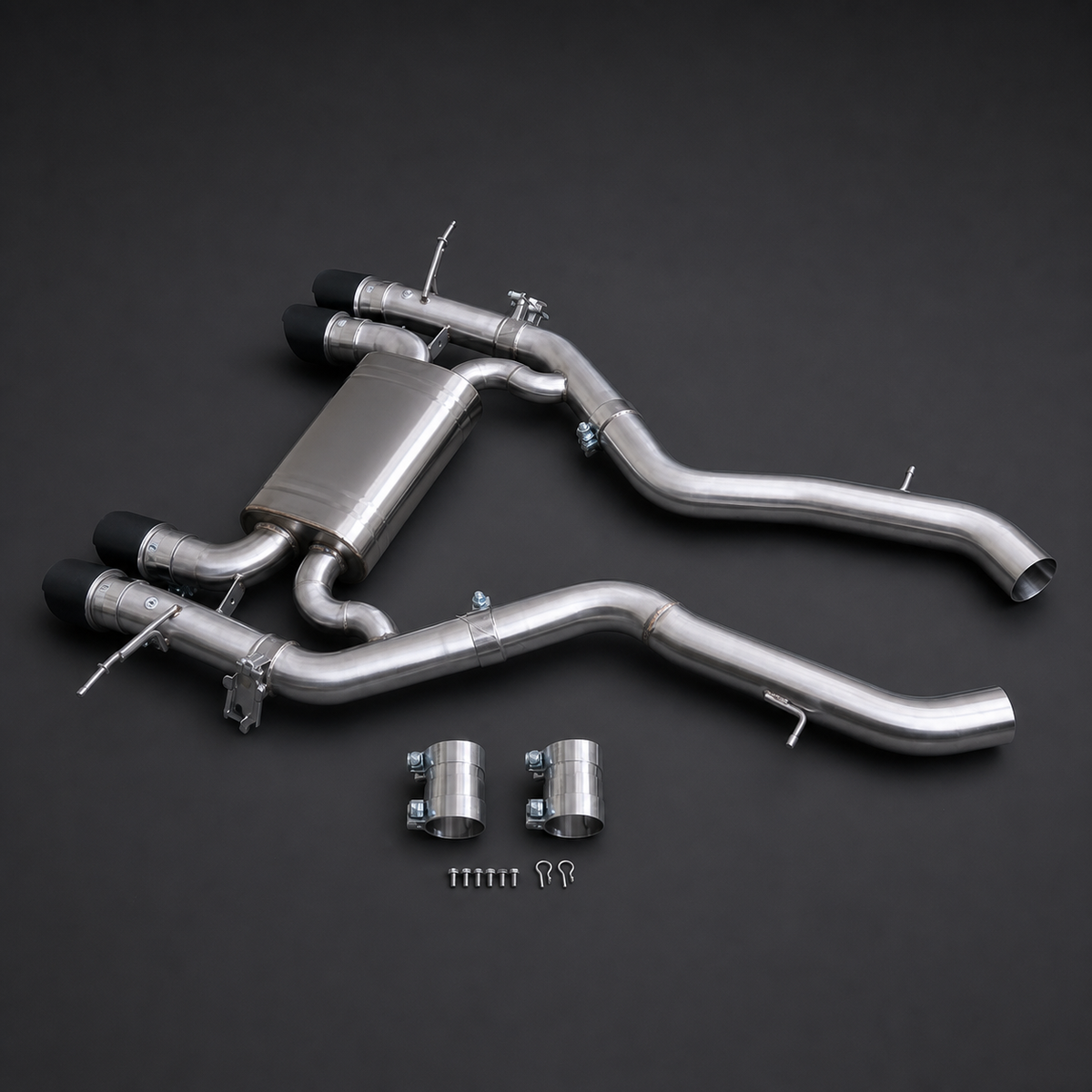 VCTR Performance BMW M2 G87 S58 Catback Exhaust – elevated top view