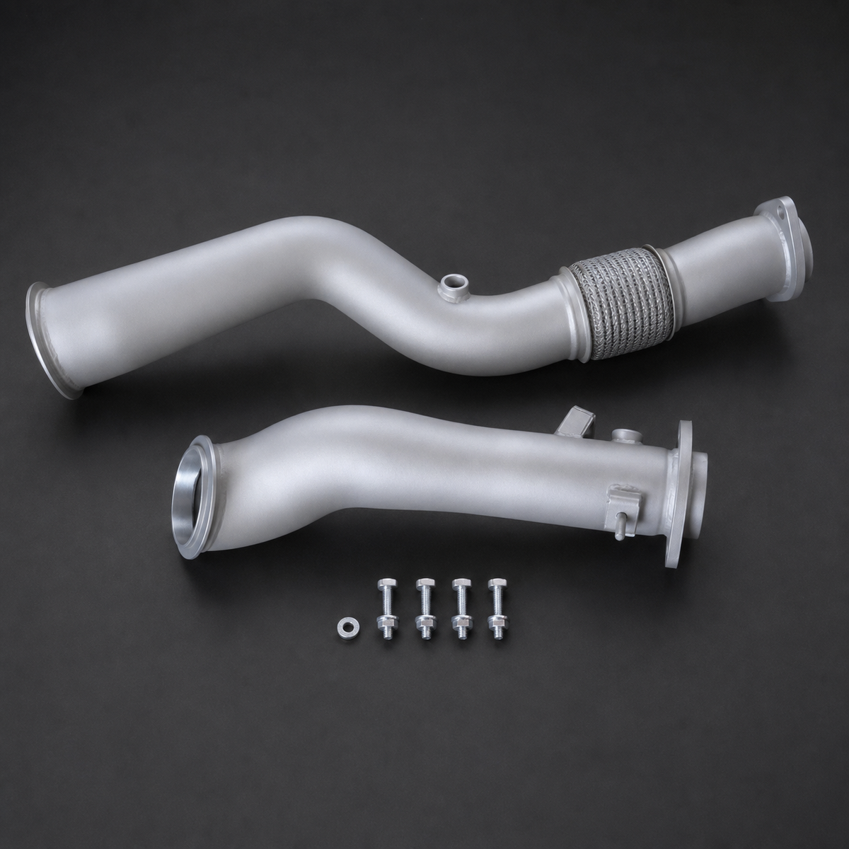 VCTR Performance BMW M2/M3/M4 G87/G80/G82 S58 Ceramic-Coated Downpipes – side three-quarter view