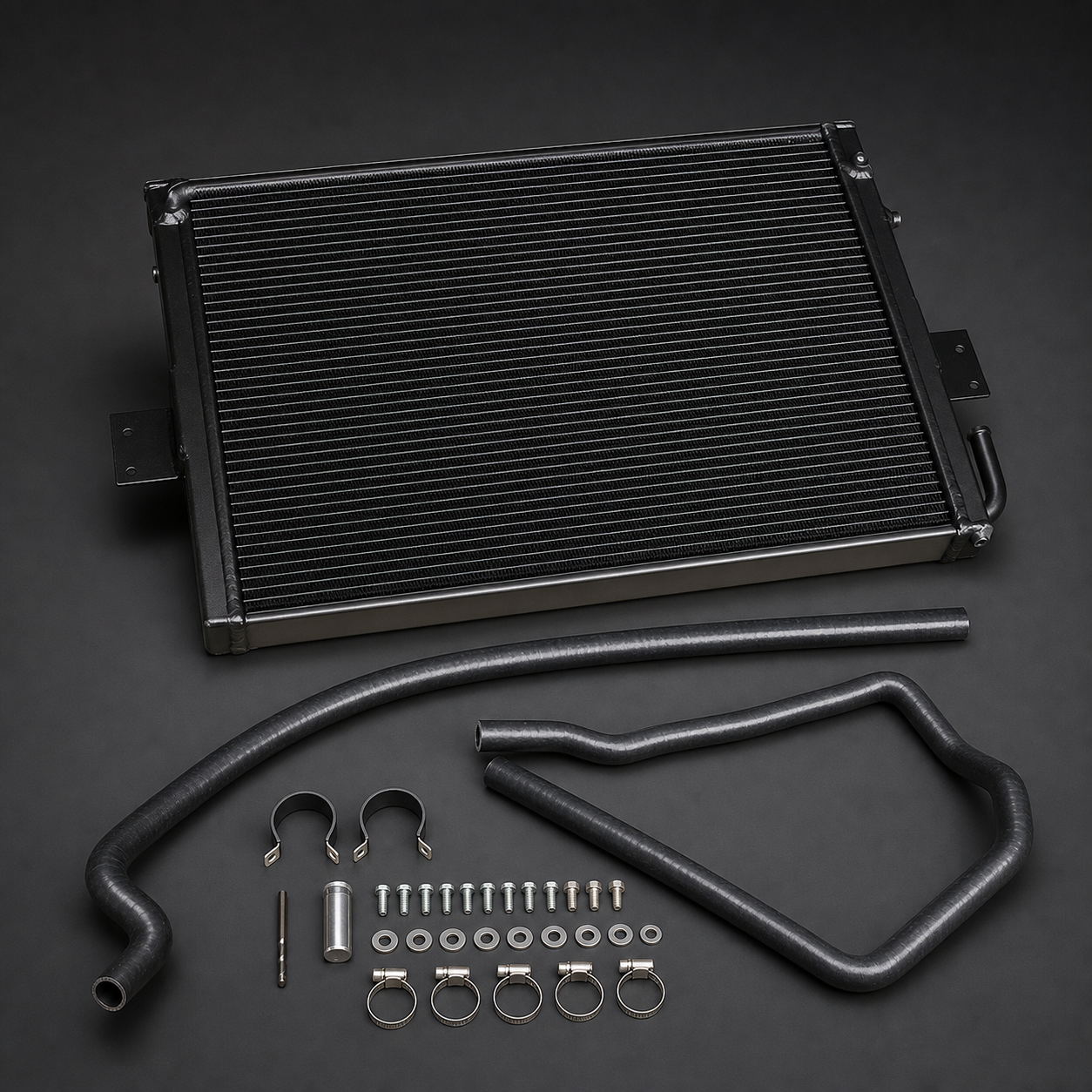 VCTR Performance Audi 3.0 TFSI EA837 Radiator — Black – side three-quarter view