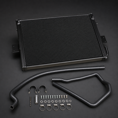 VCTR Performance Audi 3.0 TFSI EA837 Radiator — Black – side three-quarter view
