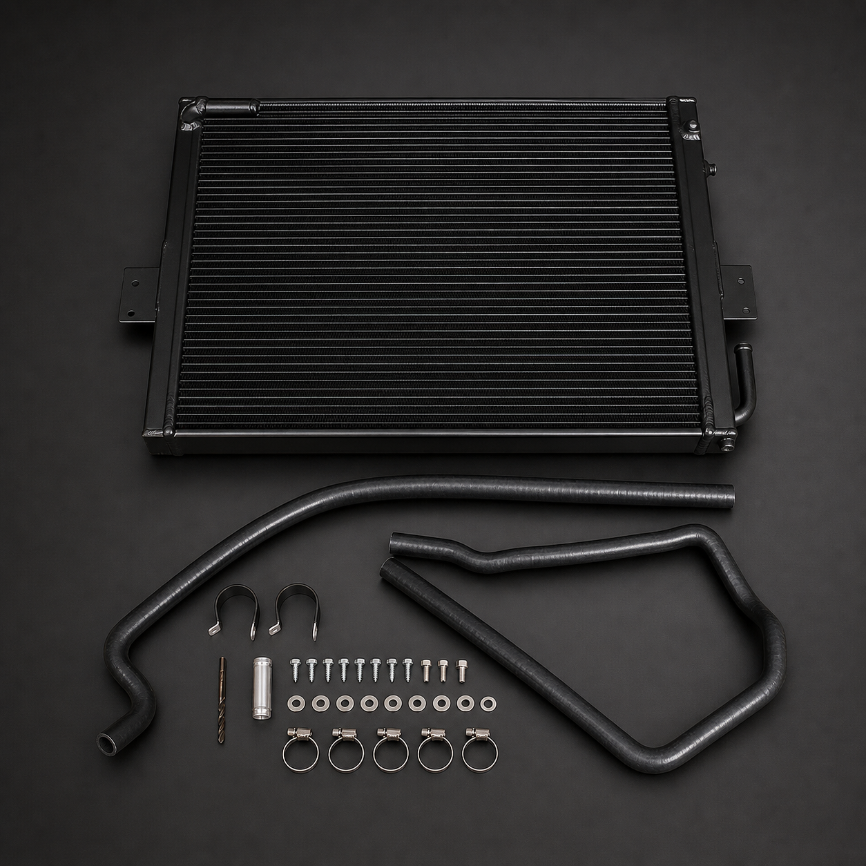 VCTR Performance Audi 3.0 TFSI EA837 Radiator — Black – elevated top view