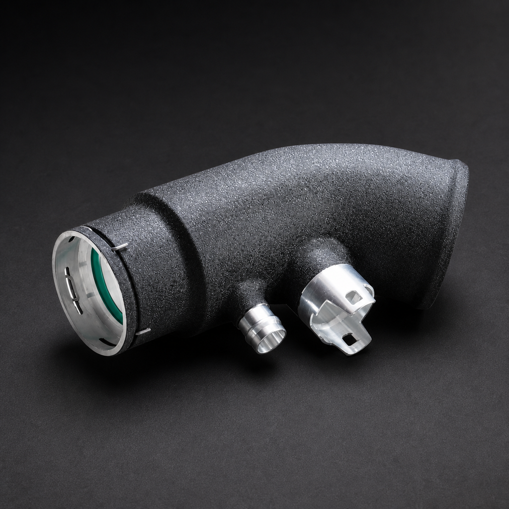 VCTR Performance BMW F-Series B48 Aluminium Turbo Inlet Pipe – front three-quarter view