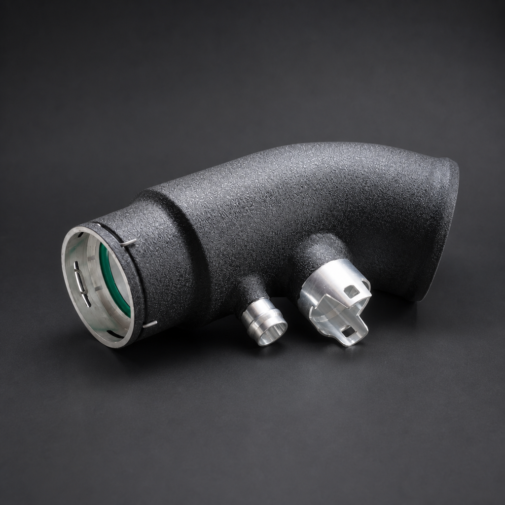 VCTR Performance BMW F-Series B48 Aluminium Turbo Inlet Pipe – side three-quarter view