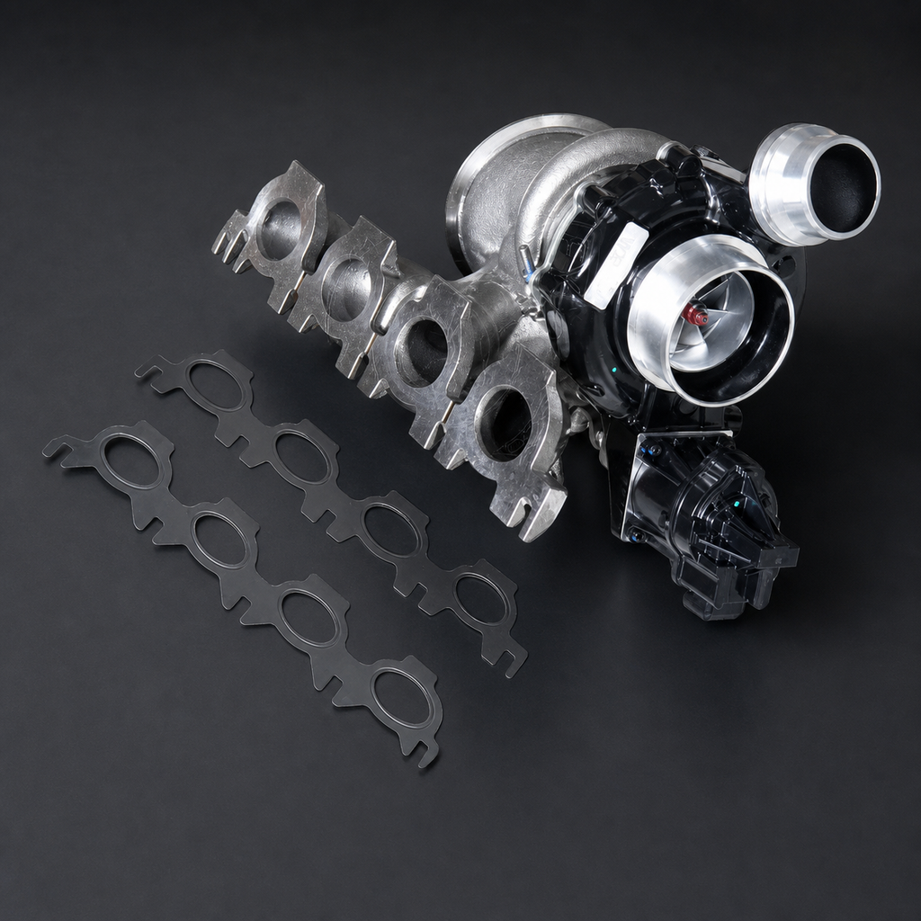 VCTR Performance BMW B48 F/G-Series Ball-Bearing Turbocharger – front three-quarter view