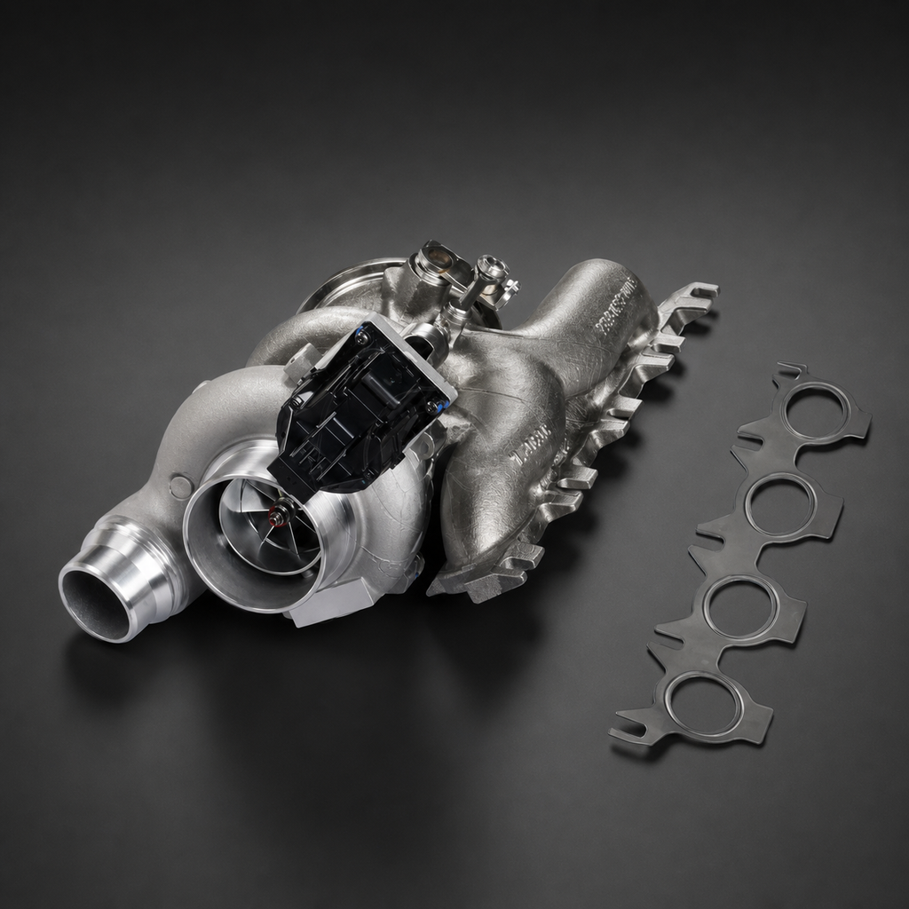 VCTR Performance BMW B48 F/G-Series Ball-Bearing Turbocharger – front three-quarter view
