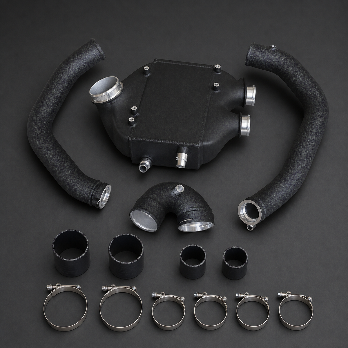 VCTR Performance BMW M3/M4 F80/F82 S55 Intercooler & Charge Pipe Package – elevated top view