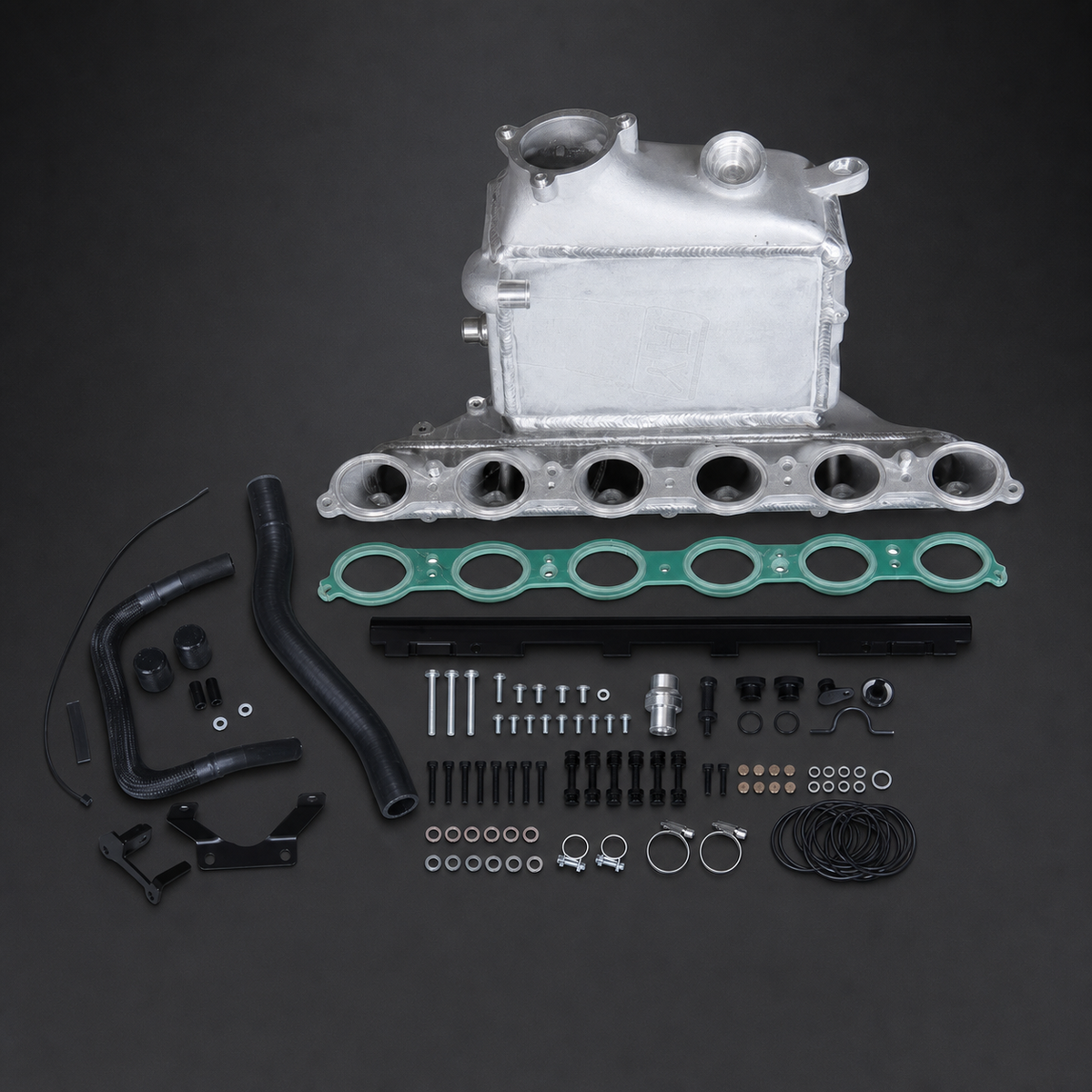 VCTR Performance BMW M3/M4 G80/G82 S58 Cast-End-Tank Intake Manifold Charge Cooler – elevated top view
