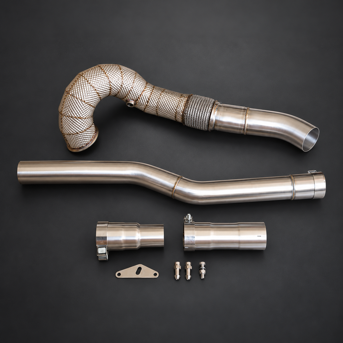 VCTR Performance Audi A3/S3 8V / VW Golf GTI/R MK7 3.5-Inch Downpipe Kit — Heat Shield — view 2