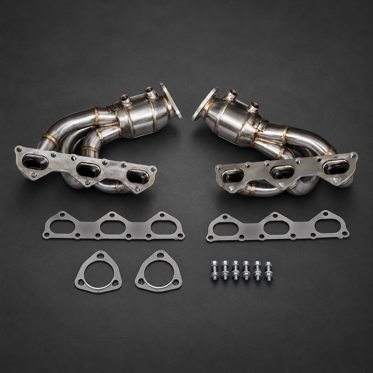 VCTR Performance Porsche 718 GT4/GTS Catted Exhaust Headers — 2020–2022 — view 1
