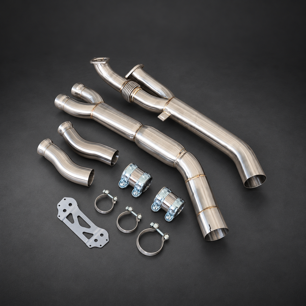 VCTR Performance BMW M3 G80 / M4 G82 S58 Resonated Mid Pipe — studio view 2