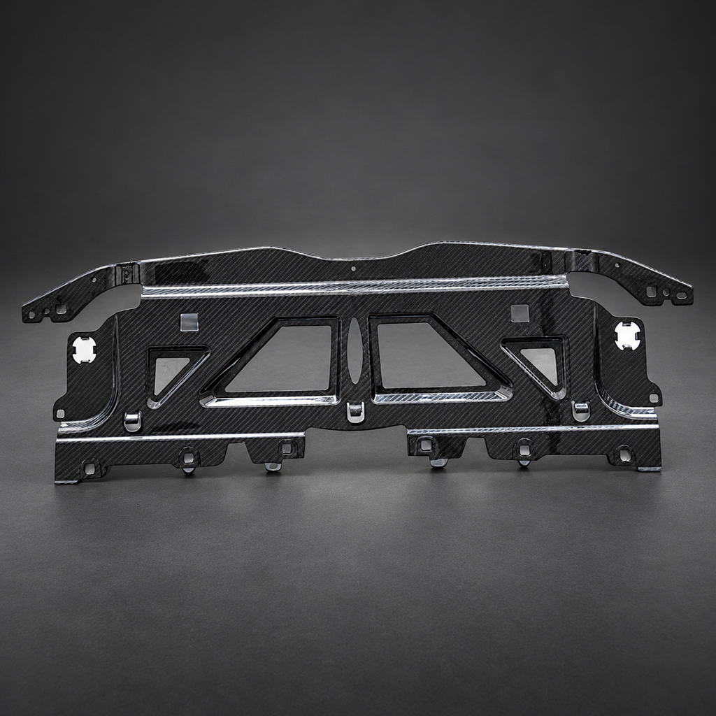 VCTR Performance BMW M2 G87 / M3 G80 / M4 G82 Carbon Fibre Radiator Cover Trim — studio view 1