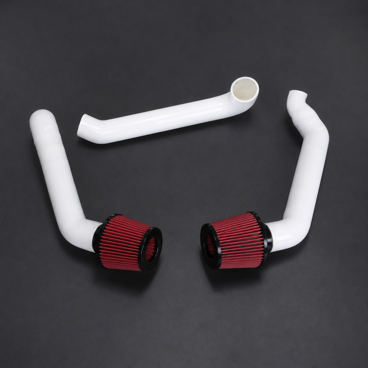 VCTR Performance BMW M3/M4 G80/G82 S58 Front-Mount Intake System — White – elevated top view